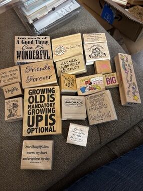 Stampin' Up! Wooden Sentiment & Floral Rubber Stamp Set - Black Ink Designs